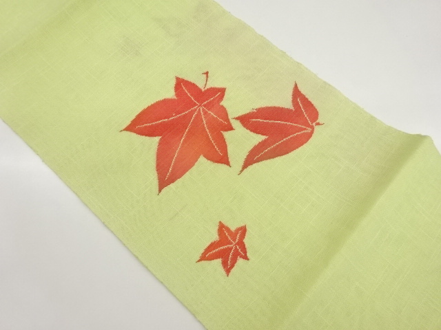 紗紬紙布紅葉模様織出し名古屋帯